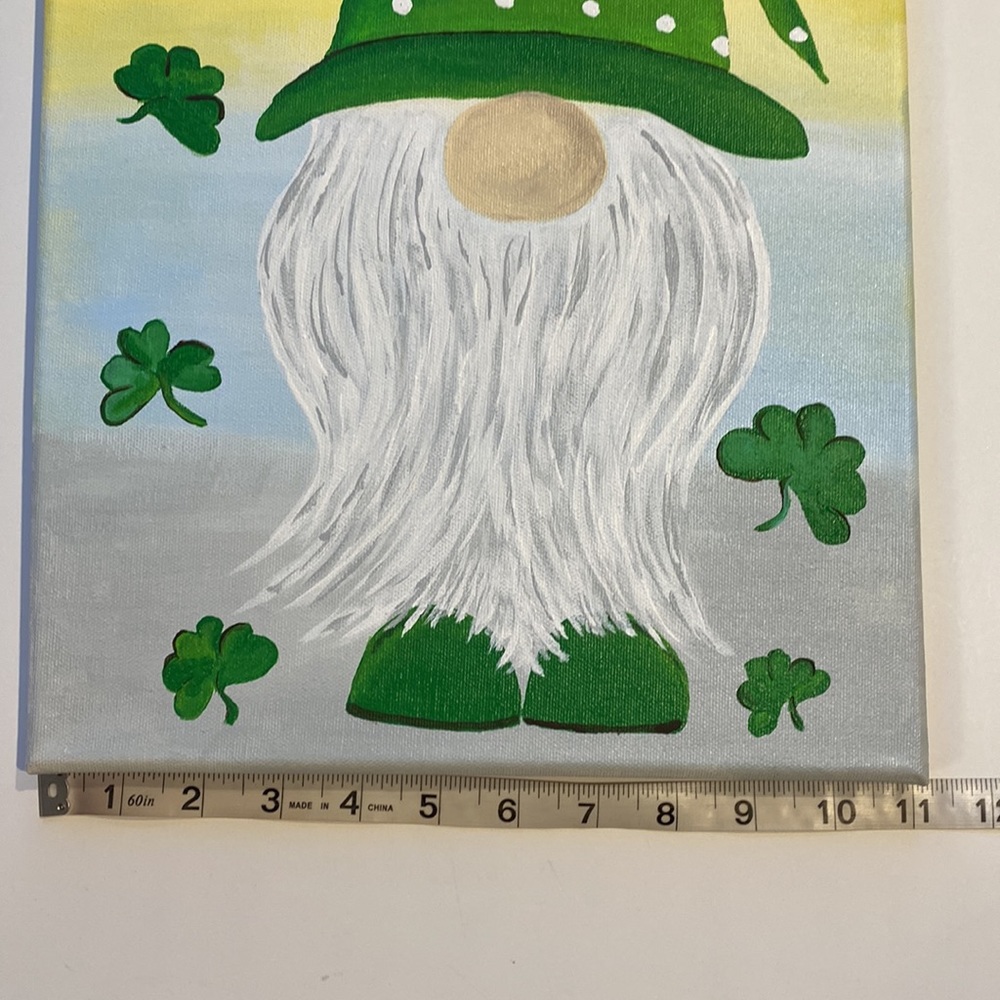 Lucky Gnome 14” x 11” Original Art Decor Wall Hanging Painting - Picture 7 of 11